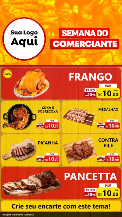 Modelo de TV para TV Vertical com o tema Semana do Comerciante para Assados