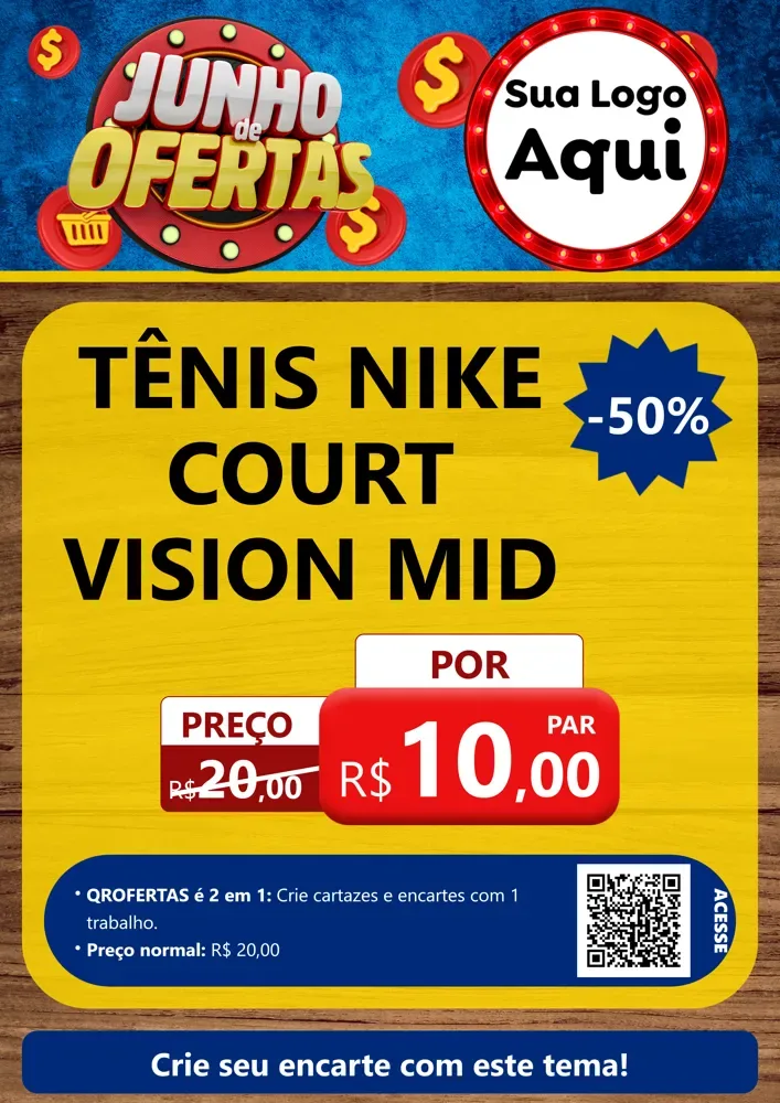 Modelo de Cartaz para Cartaz A4 Vertical com o tema Junho de Ofertas para Calçados