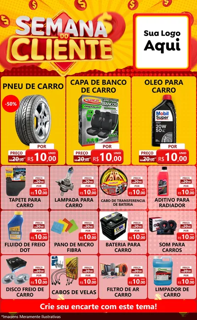 Modelo de Encarte para Encarte Grande com o tema Semana do Cliente para Auto peças