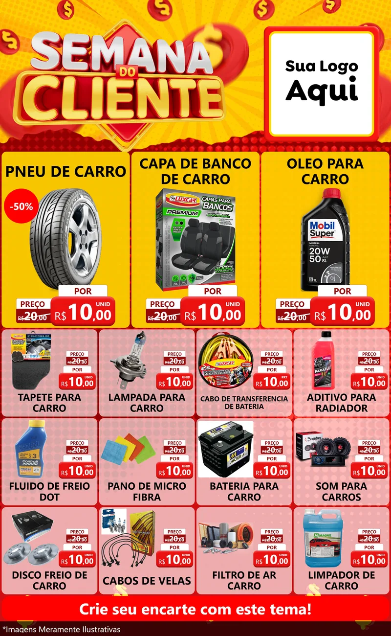 Modelo de Encarte para Encarte Grande com o tema Semana do Cliente para Auto peças