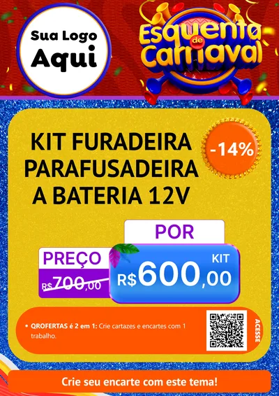 Modelo de Cartaz para Cartaz A4 Vertical com o tema Esquenta de Carnaval para Maquinas e Ferramentas