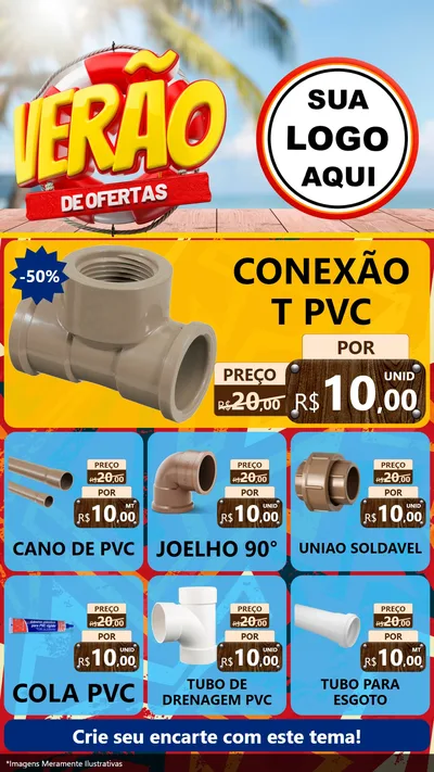 Modelo de Rede Social para Stories com o tema Verão de Ofertas para Tubos e conexões