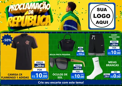 Modelo de Encarte para Encarte A4 Horizontal com o tema Proclamação da República para Roupas e acessórios