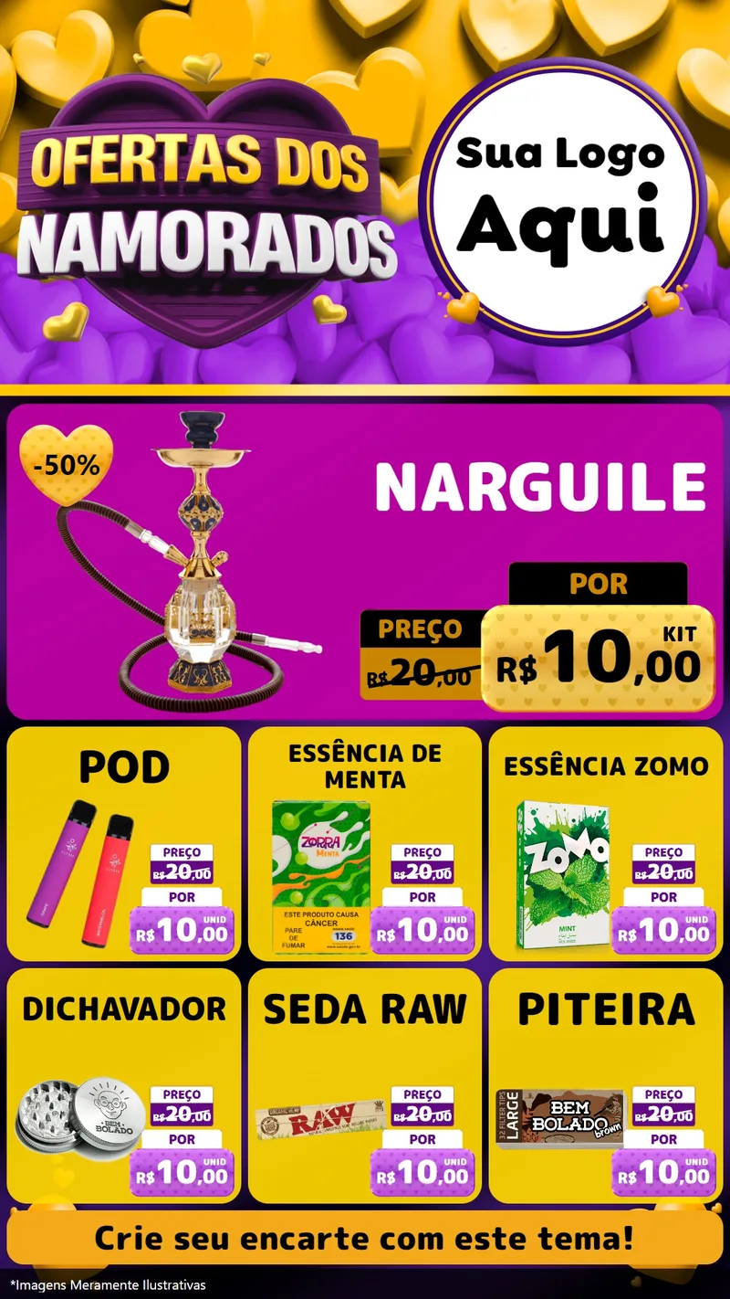 Modelo de Rede Social para Stories com o tema Oferta Dos Namorados para Tabacaria