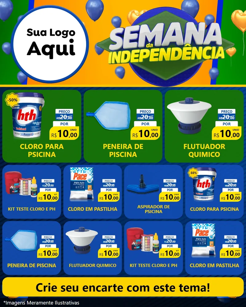 Modelo de Rede Social para Feed Instagram com o tema Semana da Independência para Produtos para Piscina