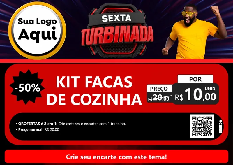 Modelo de Cartaz para Cartaz A4 Horizontal com o tema Sexta Turbinada para Utilidades Domésticas