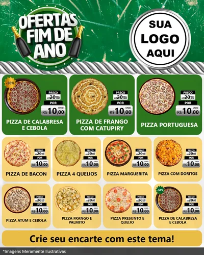 Modelo de Rede Social para Feed Instagram com o tema Ofertas Fim de Ano para Pizzaria