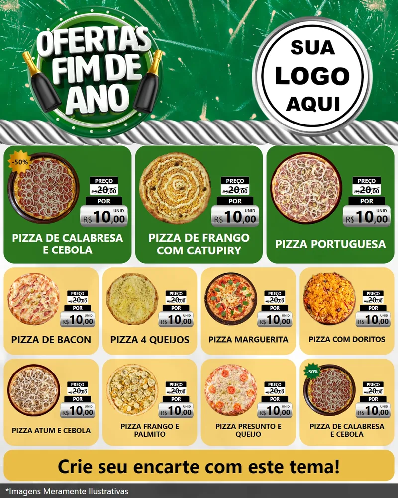 Modelo de Rede Social para Feed Instagram com o tema Ofertas Fim de Ano para Pizzaria
