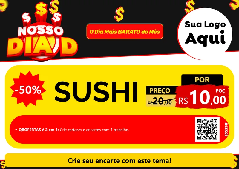 Modelo de Cartaz para Cartaz A4 Horizontal com o tema Nosso Dia D para Comida japonesa