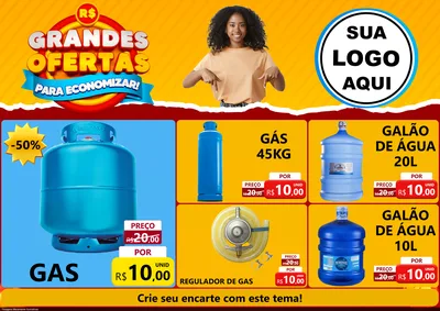 Modelo de Encarte para Encarte A4 Horizontal com o tema Grandes Ofertas Para Economizar! para Água e gás