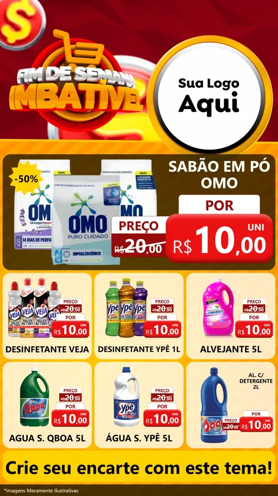 Modelo de Rede Social para Stories com o tema Fim de Semana Imbatível para Produtos de Limpeza