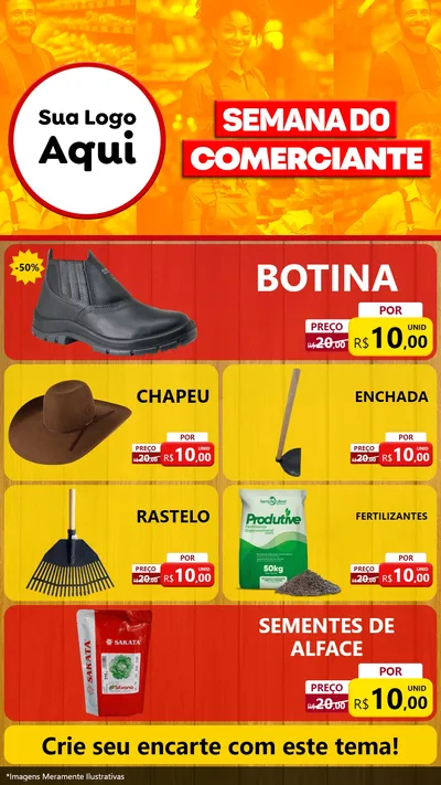 Modelo de TV para TV Vertical com o tema Semana do Comerciante para Agropecuária