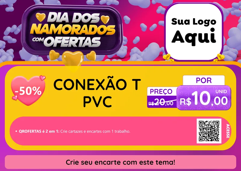 Modelo de Cartaz para Cartaz A4 Horizontal com o tema Dia Dos Namorados Com Ofertas para Tubos e conexões