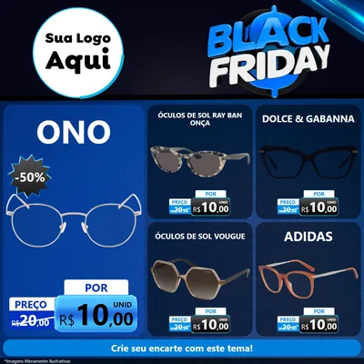 Modelo de Rede Social para Feed Facebook com o tema Black Friday para Óticas