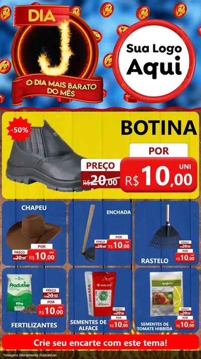 Modelo de Rede Social para Stories com o tema Dia J - O Dia Mais Barato Do Mês para Agropecuária