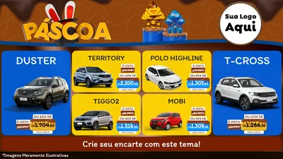 Modelo de TV para TV Horizontal com o tema Páscoa para Concessionaria de Carros
