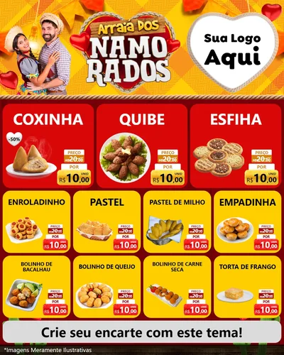 Modelo de Rede Social para Feed Instagram com o tema Arraiá dos Namorados para Salgadaria