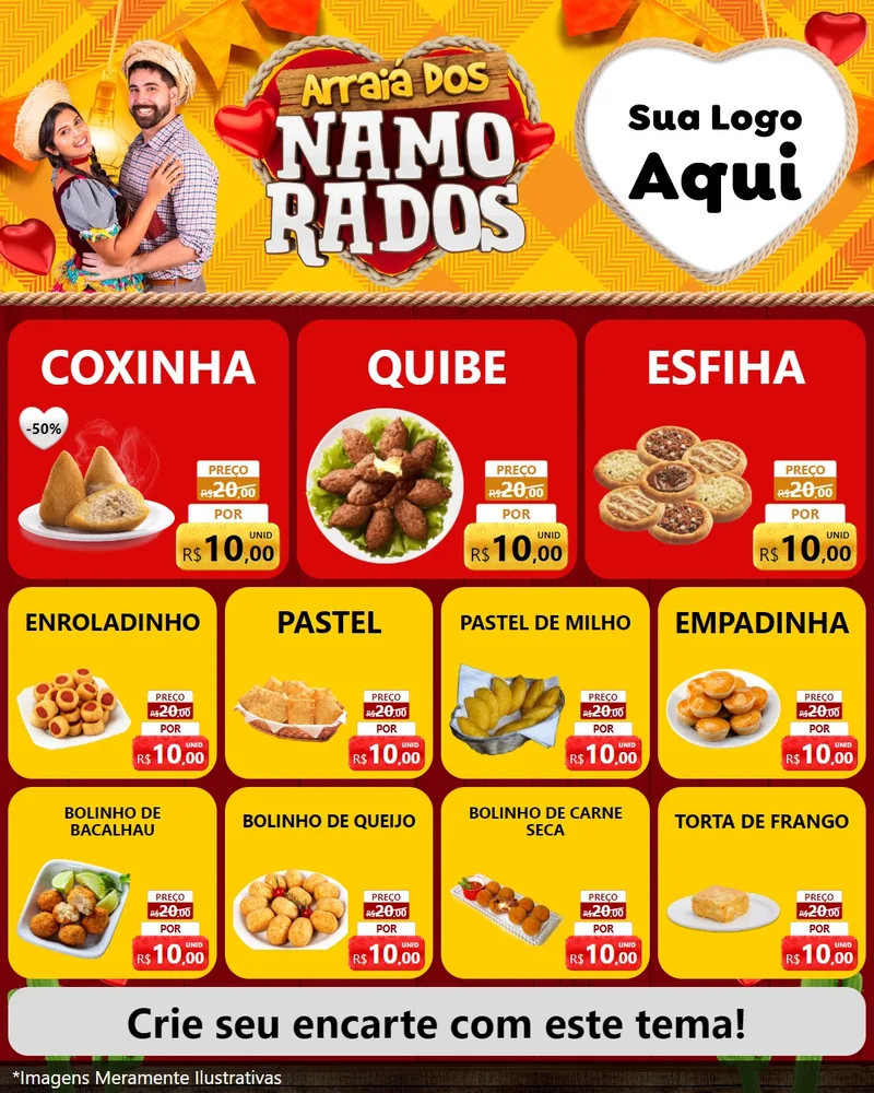 Modelo de Rede Social para Feed Instagram com o tema Arraiá dos Namorados para Salgadaria