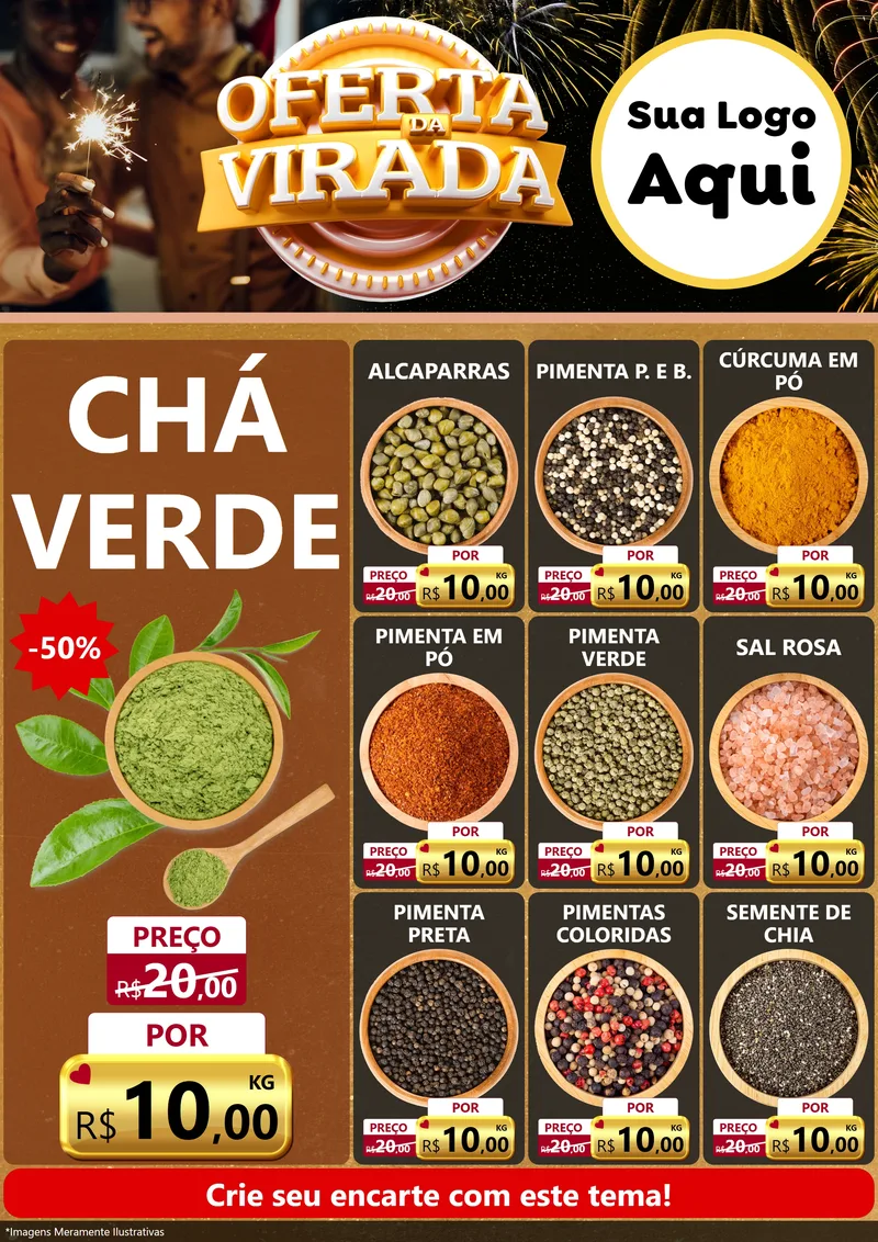 Modelo de Encarte para Encarte A4 Vertical com o tema Oferta da Virada para Produtos Naturais