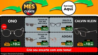 Modelo de TV para TV Horizontal com o tema Mês do Cliente para Óticas