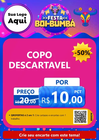 Modelo de Cartaz para Cartaz A4 Vertical com o tema Festa Boi-Bumbá para Embalagens