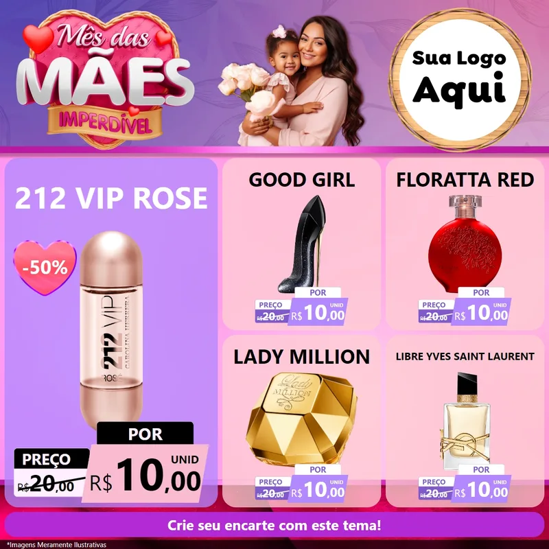 Modelo de Rede Social para Feed Facebook com o tema Mês das Mães Imperdível para Perfumes