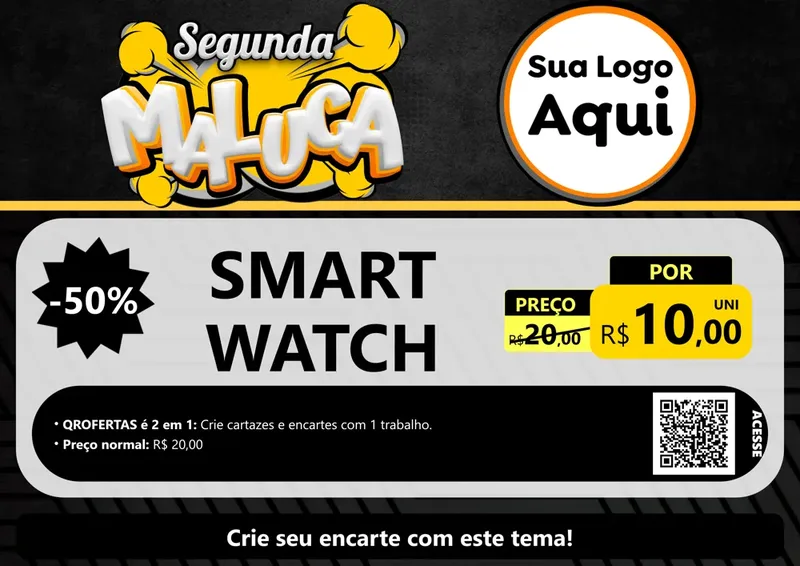 Modelo de Cartaz para Cartaz A4 Horizontal com o tema Segunda Maluca para Informática