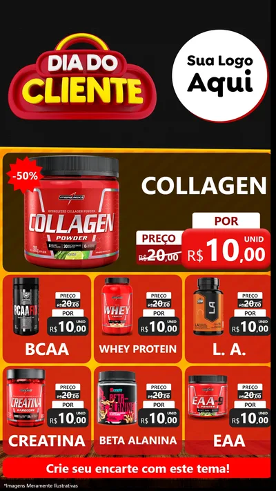 Modelo de Rede Social para Stories com o tema Dia do Cliente para Suplementos alimentares