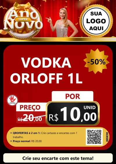 Modelo de Cartaz para Cartaz A4 Vertical com o tema Super Ano Novo para Distribuidora de bebidas