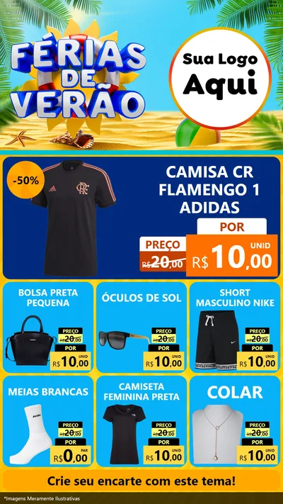 Modelo de Rede Social para Stories com o tema Férias de Verão para Roupas e acessórios