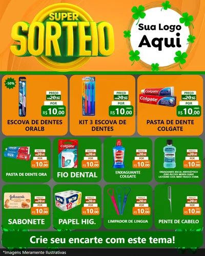 Modelo de Rede Social para Feed Instagram com o tema Super Sorteio para Higiene Pessoal
