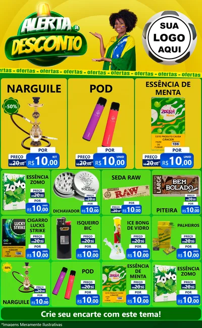 Modelo de Encarte para Encarte Grande com o tema Alerta de Desconto para Tabacaria