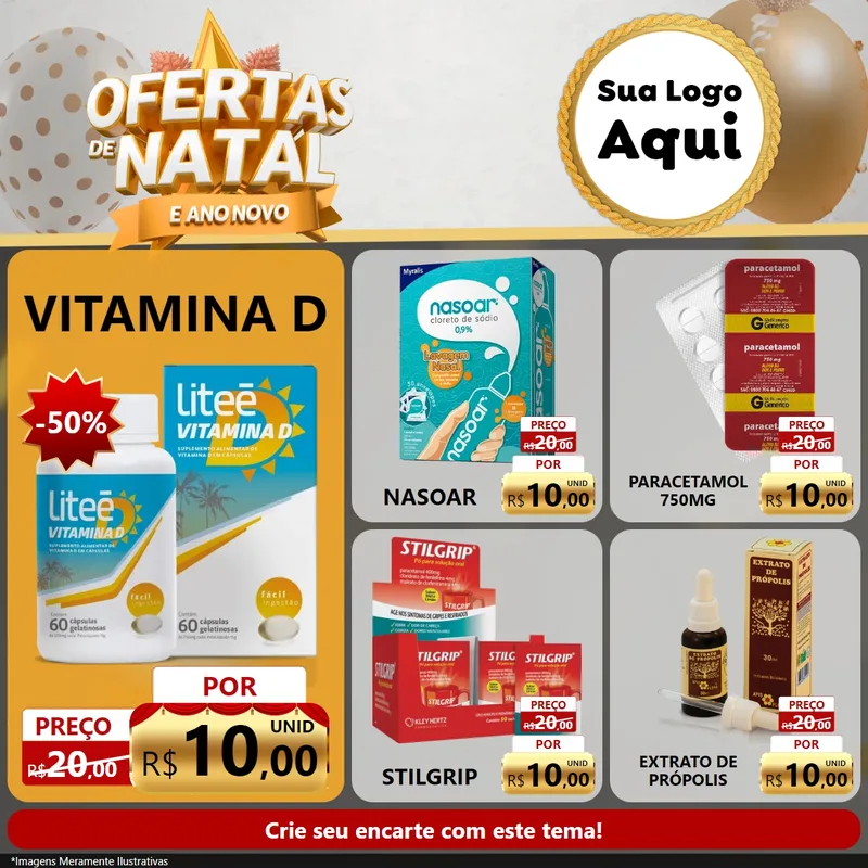 Modelo de Rede Social para Feed Facebook com o tema Ofertas De Natal E Ano Novo para Farmácia
