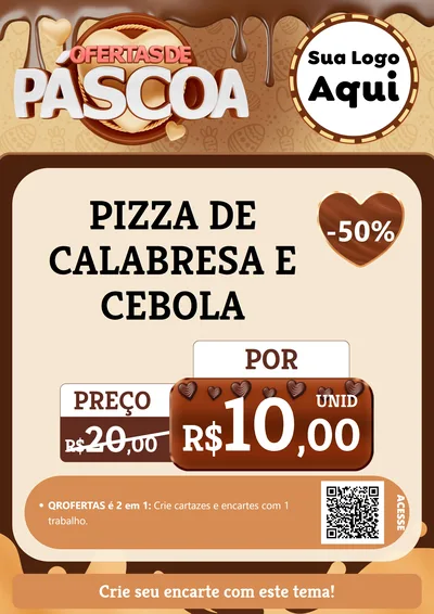 Modelo de Cartaz para Cartaz A4 Vertical com o tema Ofertas de Páscoa para Pizzaria
