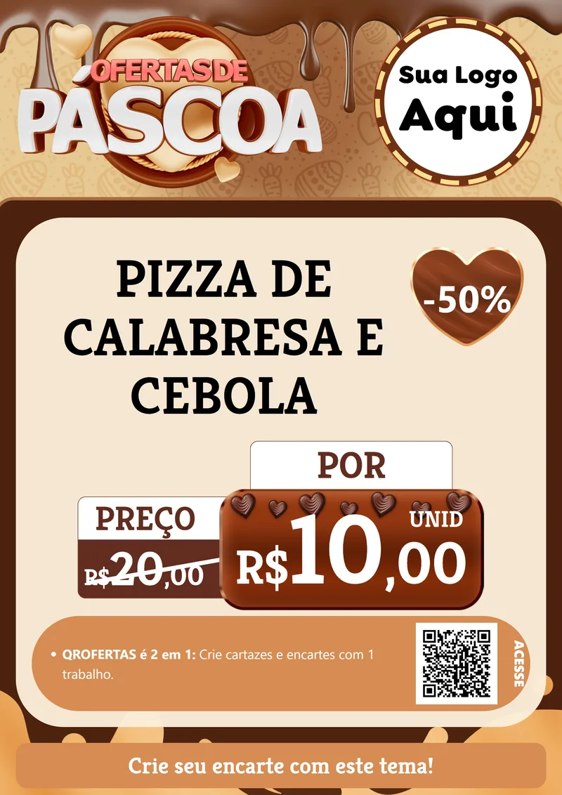 Modelo de Cartaz para Cartaz A4 Vertical com o tema Ofertas de Páscoa para Pizzaria