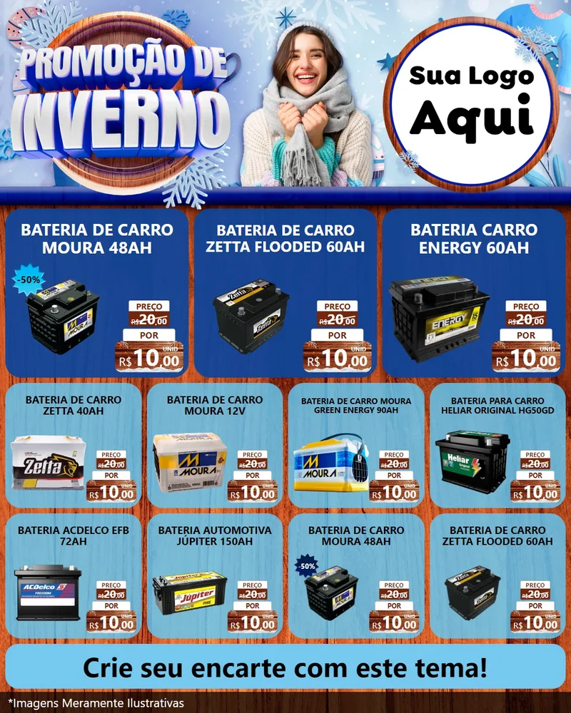 Modelo de Rede Social para Feed Instagram com o tema Promoção de Inverno para Baterias Elétricas