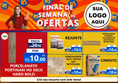 Modelo de Encarte para Encarte A4 Horizontal com o tema Final de Semana de Ofertas para Pisos e revestimentos