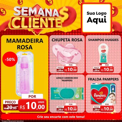 Modelo de Rede Social para Feed Facebook com o tema Semana do Cliente para Bebês