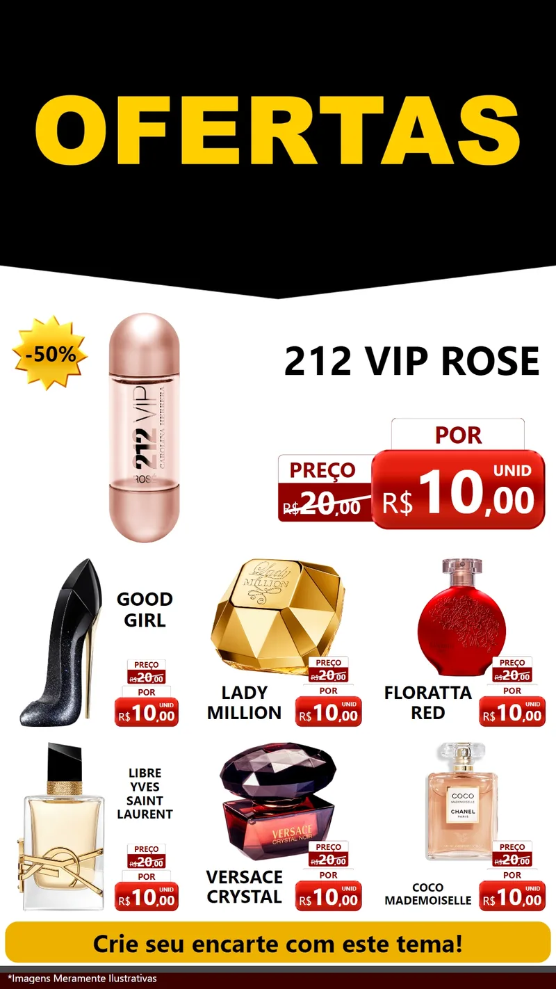 Modelo de Rede Social para Stories com o tema Ofertas Preto e Vermelho Cartaz para Perfumes