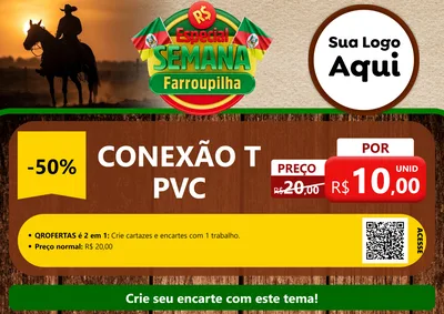 Modelo de Cartaz para Cartaz A4 Horizontal com o tema Especial Semana Farroupilha para Tubos e conexões