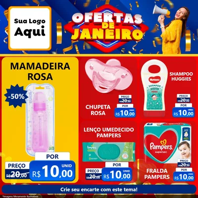 Modelo de Rede Social para Feed Facebook com o tema Ofertas de Janeiro para Bebês