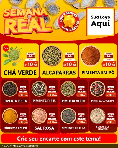 Modelo de Rede Social para Feed Instagram com o tema Semana do Real para Produtos Naturais