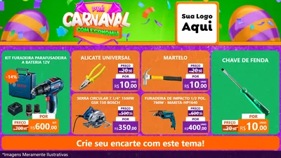 Modelo de TV para TV Horizontal com o tema Pré-Carnaval Com Economia para Maquinas e Ferramentas