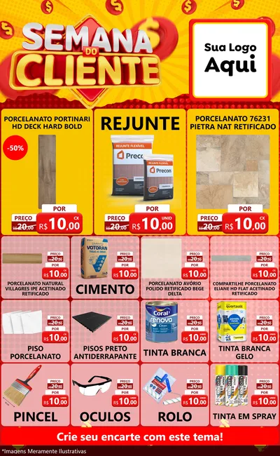 Modelo de Encarte para Encarte Grande com o tema Semana do Cliente para Pisos e revestimentos