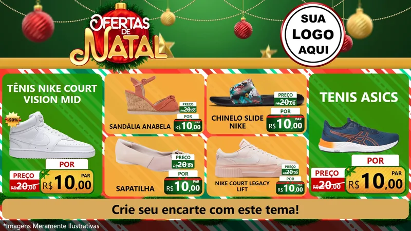 Modelo de TV para TV Horizontal com o tema Ofertas de Natal para Calçados