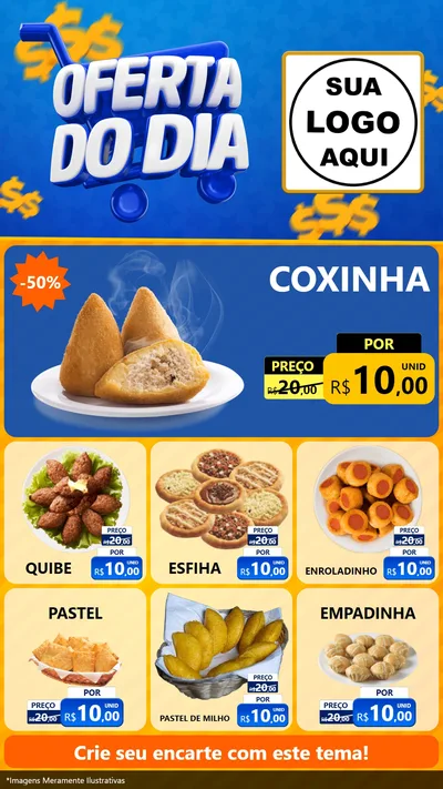 Modelo de Rede Social para Stories com o tema Oferta do Dia para Salgadaria