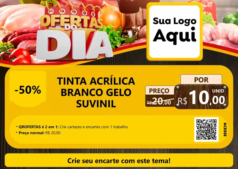 Modelo de Cartaz para Cartaz A4 Horizontal com o tema Ofertas do Dia para Tintas e Ferramentas