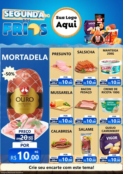 Modelo de Encarte para Encarte A4 Vertical com o tema Segunda dos Frios para Frios e Laticínios