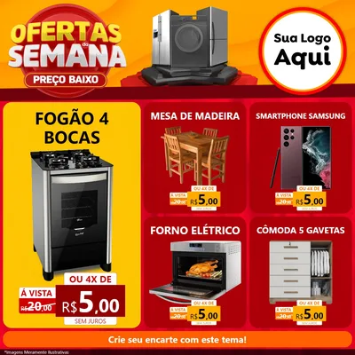 Modelo de Rede Social para Feed Facebook com o tema Ofertas Da Semana - Preço Baixo para Móveis e Eletro