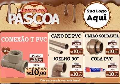 Modelo de Encarte para Encarte A4 Horizontal com o tema Ofertas de Páscoa para Tubos e conexões